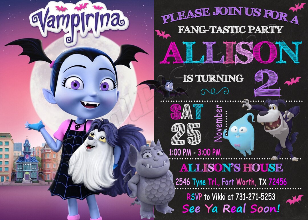 Vampirina Invitation Vampirina Birthday Invitation Vampirina Etsy
