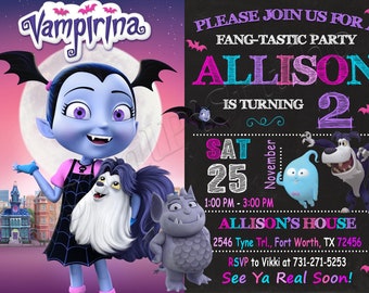 Invitación de Vampirina Invitación de cumpleaños de Vampirina Fiesta de Vampirina Invitaciones de Vampirina Vampirina imprimible Tarjeta digital de Vampirina