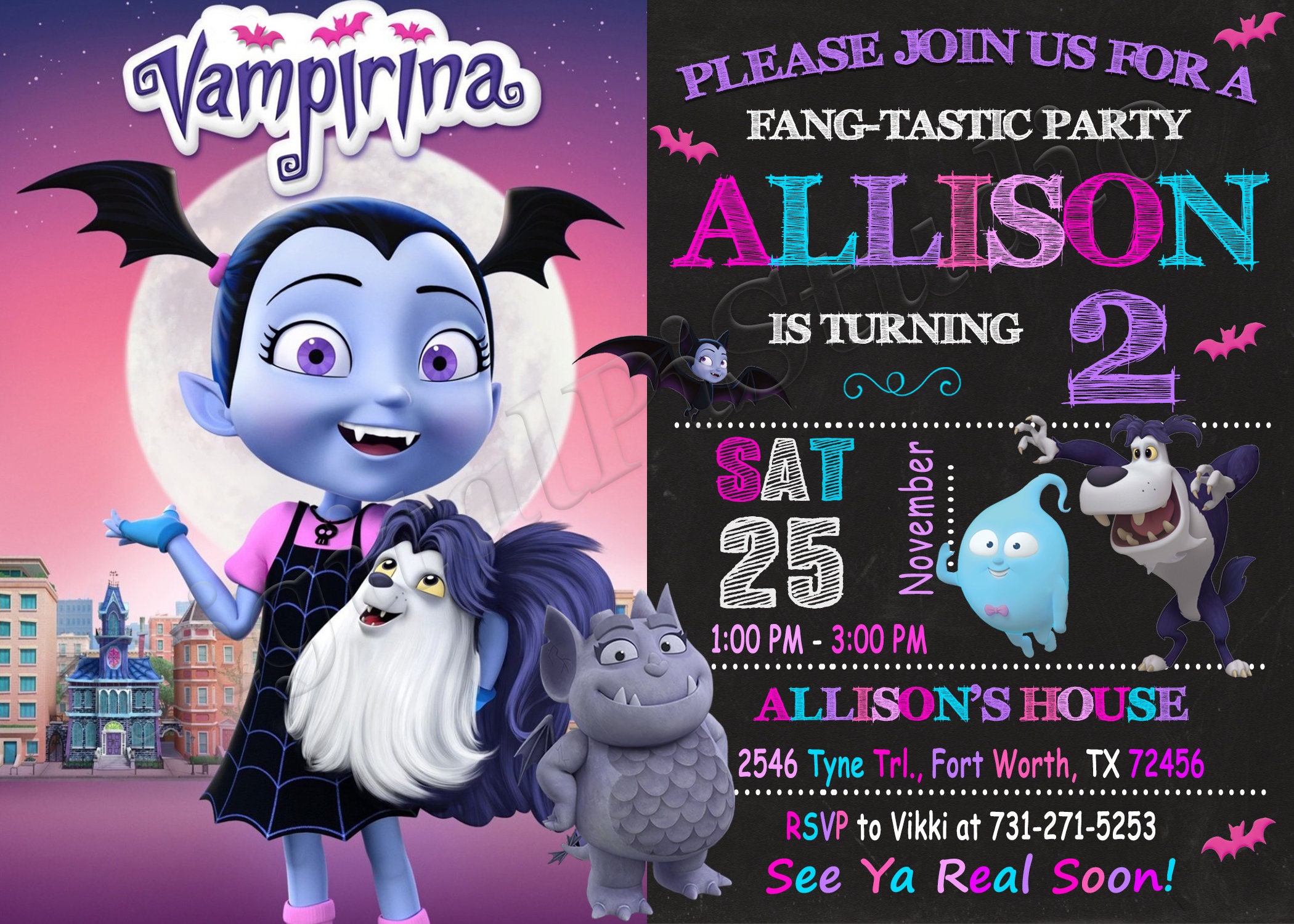 Vampirina Invitation Vampirina Birthday Invitation Vampirina - Etsy