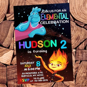Invitación elemental Cumpleaños elemental Fiesta elemental Invitación elemental Invitaciones elementales Tarjeta elemental Imprimible elemental