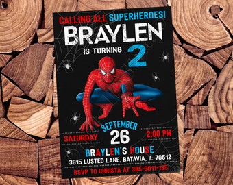 Spiderman Invitation Spiderman Birthday Party Spiderman Party Spiderman Invite Spiderman Digital Spiderman Card
