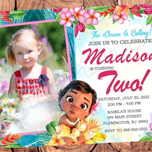 Baby Moana-uitnodiging Baby Moana-verjaardagsuitnodiging Baby Moana-feestje Baby Moana-uitnodiging Baby Moana-uitnodiging