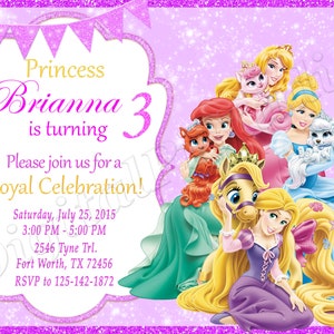 Invitación de princesas Palace Pets Invitación de cumpleaños de princesas Palace Pets Invitación de princesas para fiesta de princesas Palace Pets