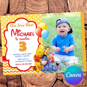 Winnie the Pooh Invitation Winnie the Pooh Birthday Invitation Winnie the Pooh Party Winnie the Pooh Editable Invitation