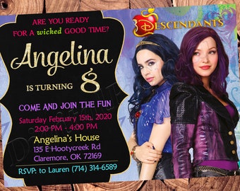 Descendants Invitation Descendants Birthday Invitation Descendants Party Descendants Digital File Descendants Printable File