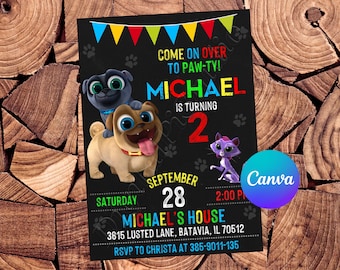 Puppy Dog Pals uitnodiging Puppy Dog Pals verjaardagsuitnodiging Puppy Dog Pals partij Puppy Dog Pals bewerkbare uitnodiging digitaal afdrukbaar bestand