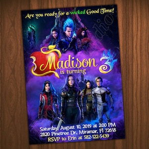 Faire-part des descendants Faire-part d'anniversaire des descendants Descendants fête des descendants Fichier numérique Descendants Fichier imprimable