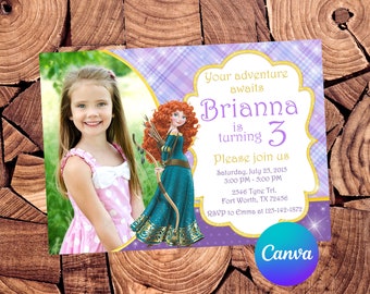 Brave Invitation Brave Birthday Invitation Brave Party Princess Merida Editable Invitation Brave Digital File
