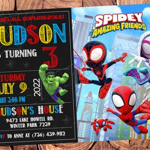 Invitation Spidey et ses amis incroyables Invitation Spidey Anniversaire Spidey Fête Spidey Invitation Spidey Invitations Spidey