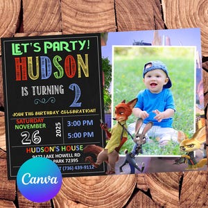 Zootopia Invitation Zootopia Birthday Invitation Zootopia Party Zootopia Invites Zootopia Editable Invitation Digital Printable File