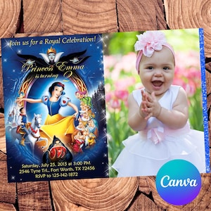 Snow White Invitation Snow White Birthday Invitation Snow White Party Snow White Invites Snow White Editable Invitation