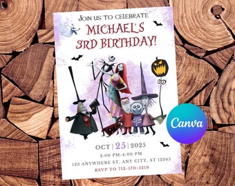 The Nightmare Before Christmas Invitation The Nightmare Before Christmas Birthday Invitation Jack Skellington Editable Invitation