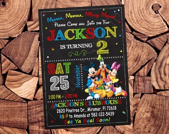 Mickey Mouse-clubhuisuitnodiging Mickey Mouse-uitnodiging Mickey Mouse-clubhuisverjaardag Mickey Mouse-verjaardag Mickey Mouse-clubhuisfeest