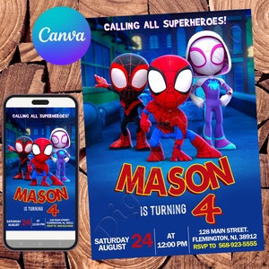 Spidey and his Amazing Friends Invitation Spidey Birthday Invitation Spidey Invites Spidey Party Editable Invitation