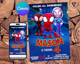 Spidey and his Amazing Friends Invitation Spidey Birthday Invitation Spidey Invites Spidey Party Editable Invitation
