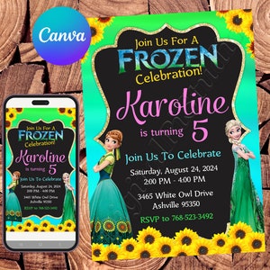 Frozen Fever Invitation Frozen Birthday Invitation Frozen Party Frozen Invites Frozen Editable Invitation Frozen Digital Invitation