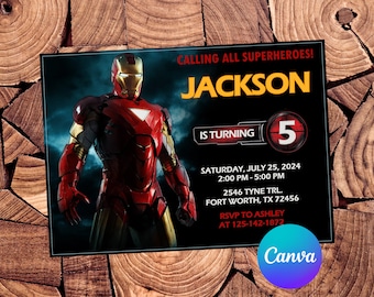 Iron Man Invitation Iron Man Birthday Invitation Iron Man Party Iron Man Editable Invitation Digital Printable File