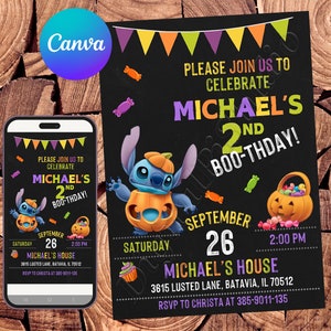 Stitch Halloween Invitation Stitch Invitation Stitch Birthday Invitation Stitch Party Stitch Editable Invitation Stitch Digital Card