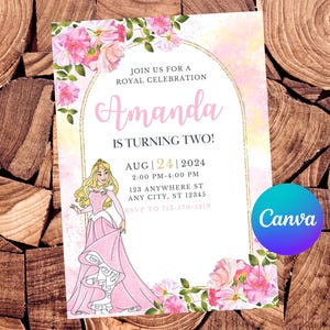 Aurora Einladung Dornröschen Prinzessin Aurora Geburtstagseinladung Aurora Party Aurora digitale Einladung Aurora bearbeitbare Einladung