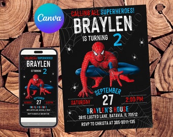 Spiderman Invitation Spiderman Birthday Invitation Spiderman Party Spiderman Invites Spiderman Editable Invitation