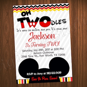 Oh Twodles Invitation Mickey Mouse Invitation Oh Twodles Birthday Invitation Mickey Mouse Birthday Oh Twodles Party Mickey Mouse Party