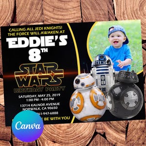 Star Wars Invitation BB8 Invitation Star Wars Birthday Invitation Star Wars Party Star Wars Editable Invitation Star Wars Digital Invitation