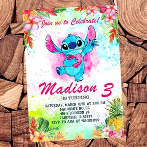 Editable Stitch Invitation Lilo Stitch Birthday Cute Invite Stitch Party  Invite 