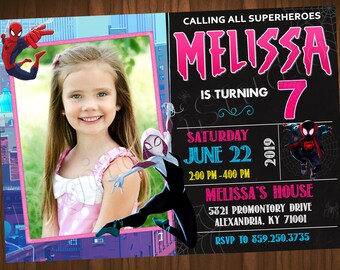 Spider Verse Invitation Spiderman Invitation Spider Verse Birthday Party Spider Verse Party Spiderman Birthday Spiderman Party