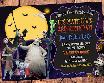 The Nightmare Before Christmas Invitation Halloween Invitation The Nightmare Before Christmas Birthday Invitation