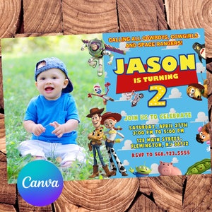 Faire-part Toy Story Faire-part d'anniversaire Toy Story Faire-part Buzz l'Éclair Faire-part Toy Story modifiable Carte numérique Toy Story