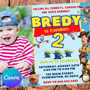 Faire-part Toy Story Faire-part d'anniversaire Toy Story Faire-part Buzz l'Éclair Faire-part Toy Story modifiable Carte numérique Toy Story