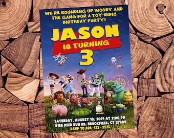 Carnival Theme 3rd Bday Invitation, Editable Canva Template, Buzz Woody Forky, Toyrific Party, Boy Digital Download