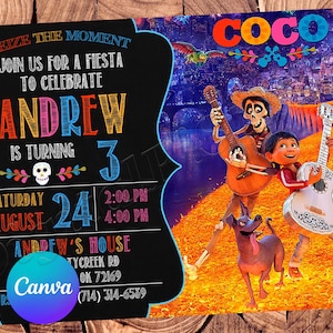 Coco Invitation Coco Birthday Invitation Fiesta Invitation Coco Party Coco Invites Coco Editable Invitation Digital Printable File