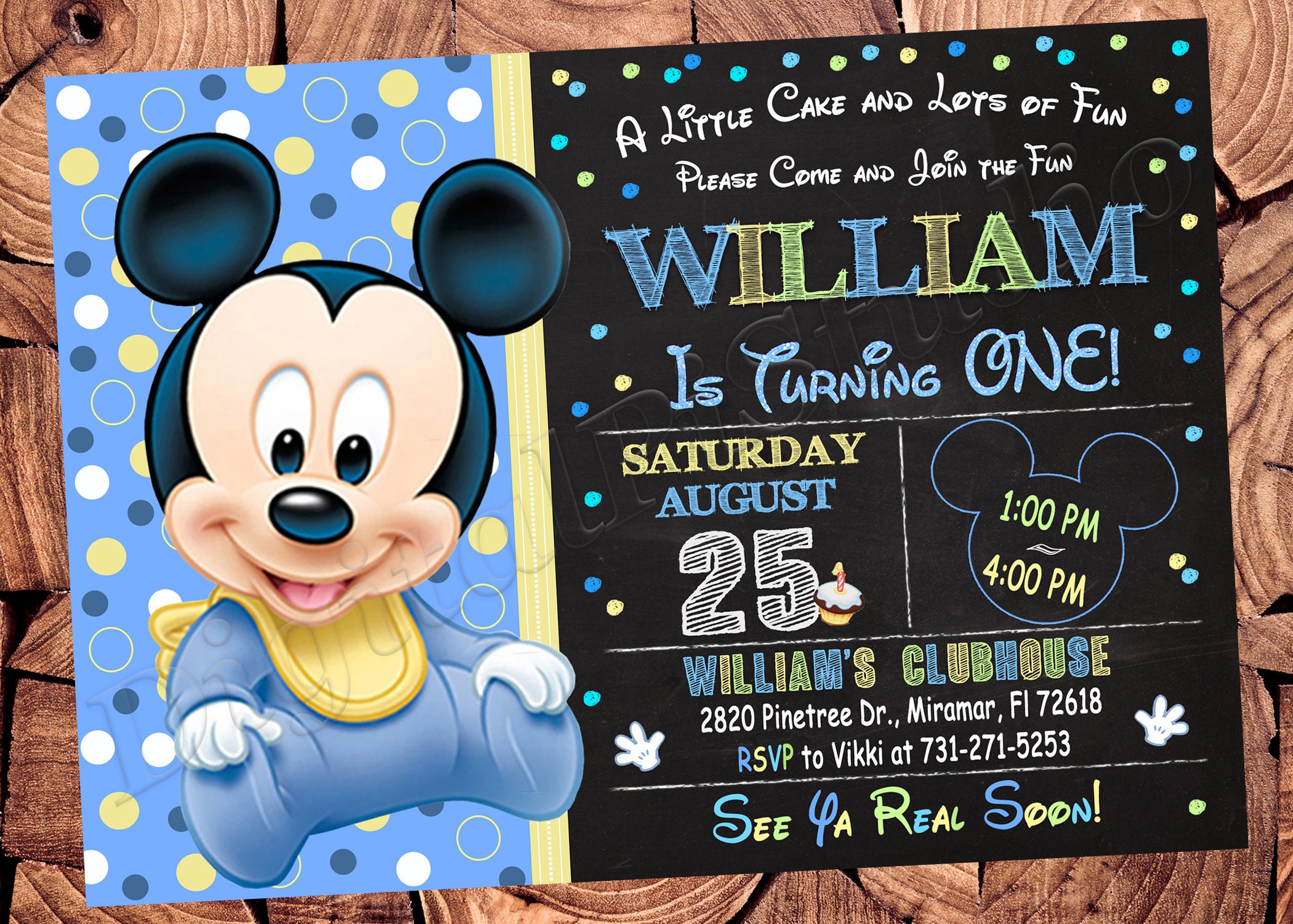 Baby Mickey Mouse Invitation Baby Mickey Mouse First Birthday ...