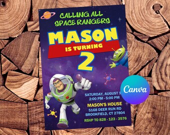 Buzz Lightyear Invitation Toy Story Invitation Buzz Lightyear Birthday Invitation Buzz Lightyear Editable Invitation