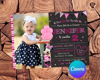Minnie Mouse Invitation Minnie Mouse Birthday Invitation Mickey Mouse Party Minnie Mouse Editable Invitation