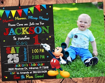 Mickey Mouse Invitation Mickey Mouse Birthday Invitation Mickey Mouse Party Mickey Mouse Digital File Mickey Mouse Printable File