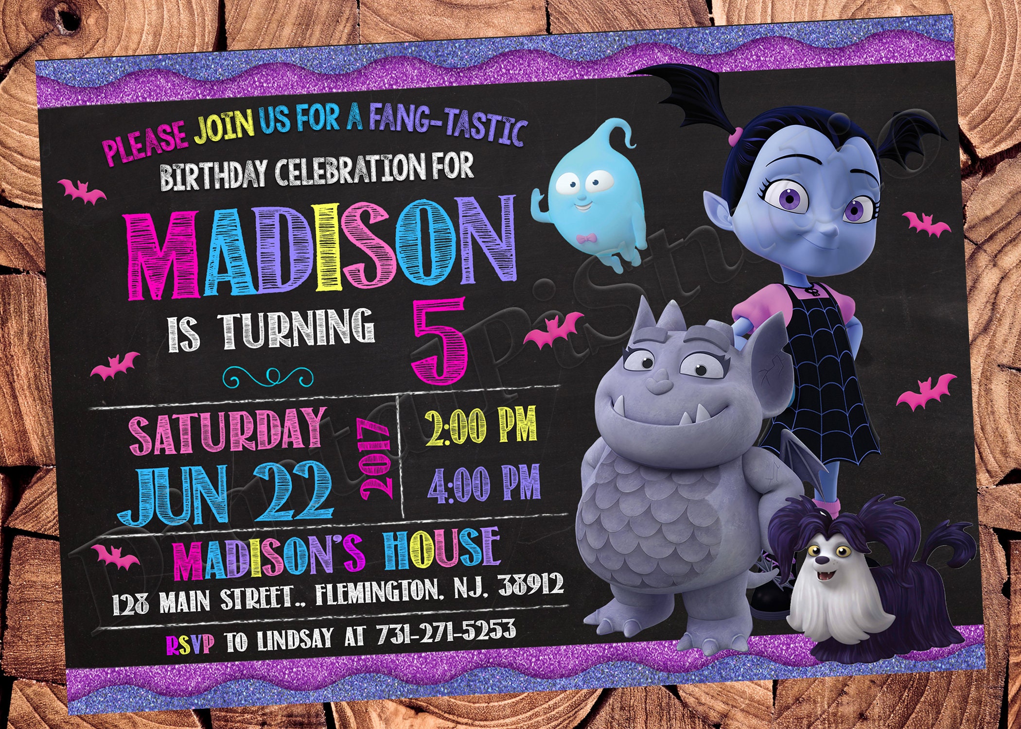 Vampirina Invitation Vampirina Birthday Invitation Vampirina Etsy