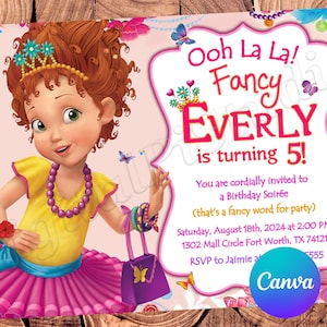 Convite extravagante de Nancy Convite de aniversário extravagante de Nancy Festa extravagante de Nancy Convite editável extravagante Cartão digital extravagante de Nancy