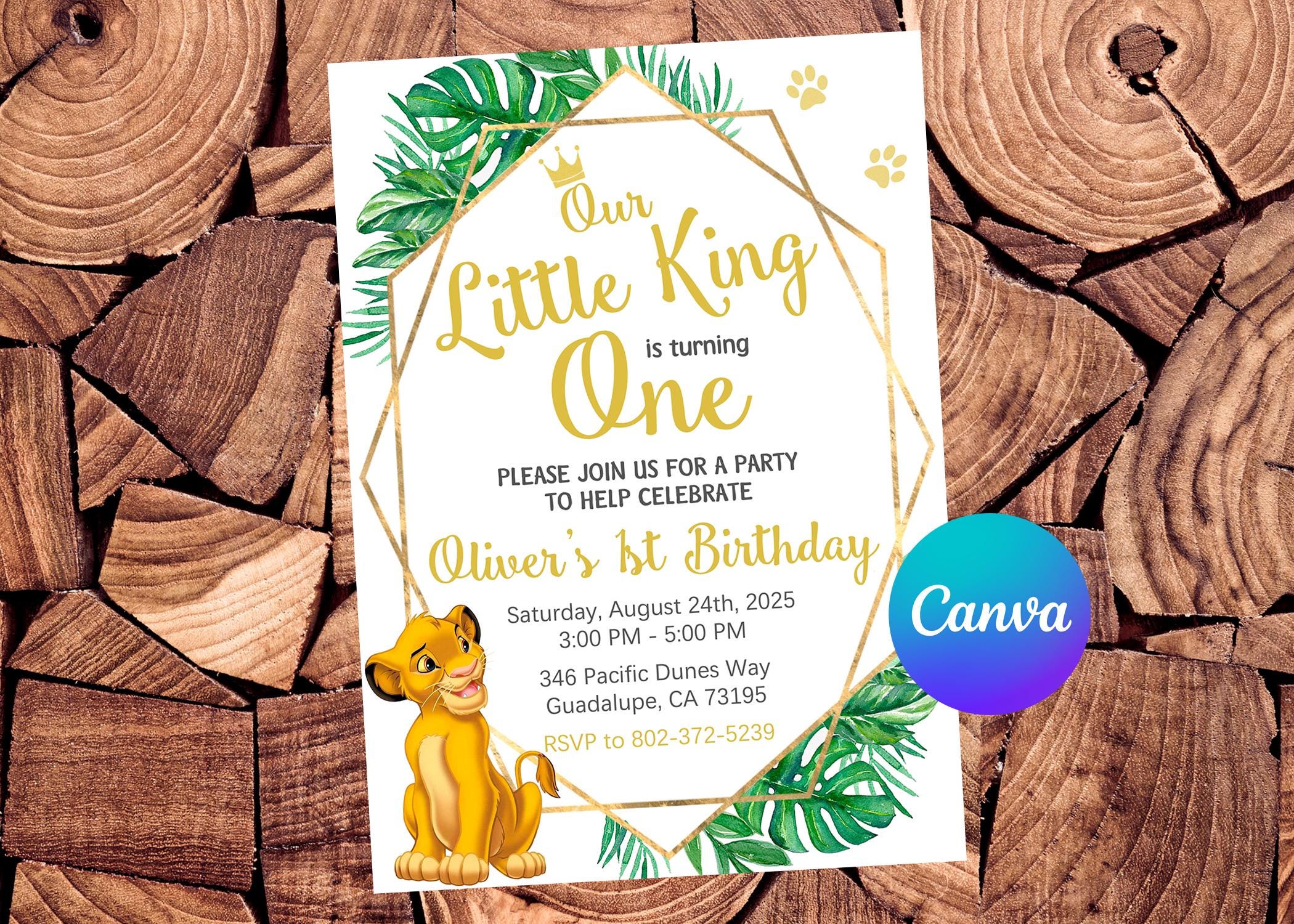 ライオンキング招待状、ライオンキング誕生日招待状、ライオンキング