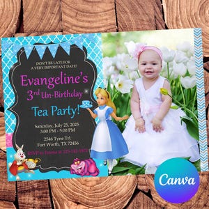 Alice in Wonderland Invitation Birthday Party Alice in Wonderland Birthday Invitation Alice in Wonderland Editable Invitation