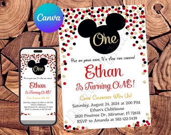 Mickey Mouse Invitation Mickey Mouse Birthday Invitation Mickey Mouse Party Mickey Mouse Editable Invitation Mickey Mouse Digital Card