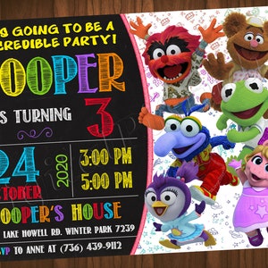 Invitación de los Muppet Babies Invitación de cumpleaños de los Muppet Babies Fiesta de los Muppet Babies Invitación de los Muppet Babies Tarjeta de los Muppet Babies