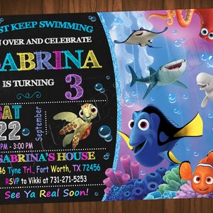 Finding Dory Invitation Finding Nemo Invitation Finding Dory Birthday Invitation Finding Dory Party Finding Nemo Birthday Finding Nemo Party