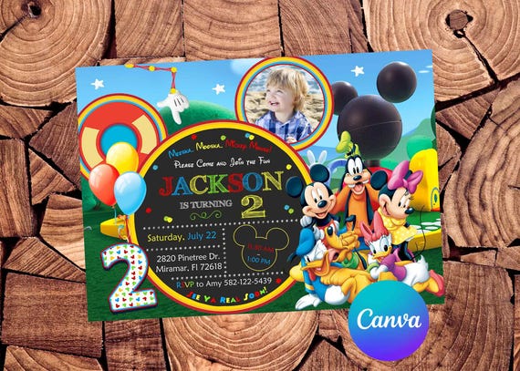 Mickey Mouse Invitation Mickey Mouse Clubhouse Birthday Invitation Mickey Mouse Party Mickey Mouse Editable Invitation Mickey Mouse Digital