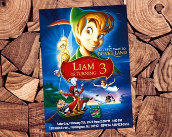 Peter Pan Invitation Peter Pan Birthday Peter Pan Party Peter Pan Invite Peter Pan Invites Peter Pan Card