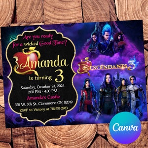 Descendants Invitation Descendants Birthday Invitation Descendants Party Descendants Editable Invitation Descendants Digital Printable File