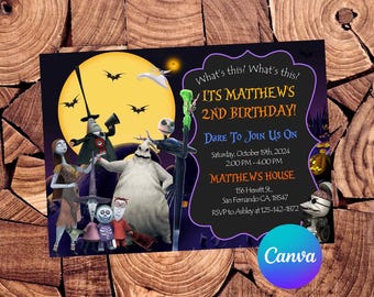The Nightmare Before Christmas Invitation The Nightmare Before Christmas Birthday Invitation Jack Skellington Editable Invitation