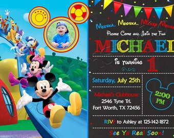 Invitación a la Casa Club de Mickey Mouse Invitación de Mickey Mouse Cumpleaños de la Casa Club de Mickey Mouse Cumpleaños de Mickey Mouse Fiesta de la Casa Club de Mickey Mouse