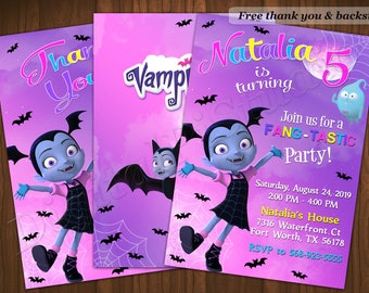 Invitación de Vampirina Invitación de cumpleaños de Vampirina Fiesta de Vampirina Invitaciones de Vampirina Vampirina imprimible Tarjeta digital de Vampirina